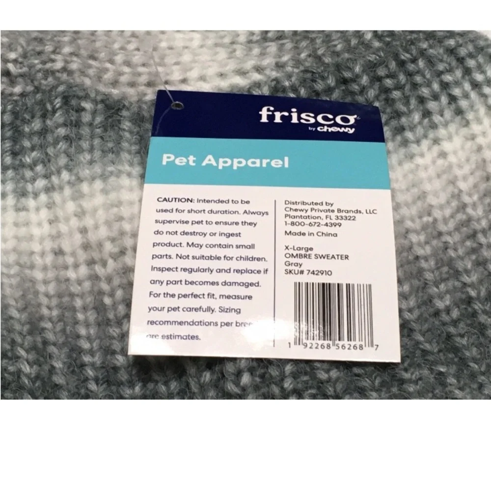 Frisco Pet Apparel XL Dog Gray Ombre Pullover Hooded Sweater